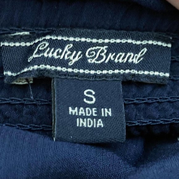 Lucky Brand Small Navy Off Shoulder 3/4 Sleeve Bow Detail Top - Picture 5 of 7